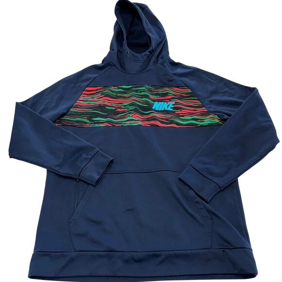 Nike Hoodie Mens Large Blue Pullover Training Therma Dri Fit CV7725 - Picture 2 of 10